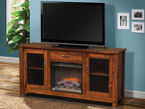 Alpine Riverton Rustic Farmhouse Fireplace/TV Stand In Brown Maple