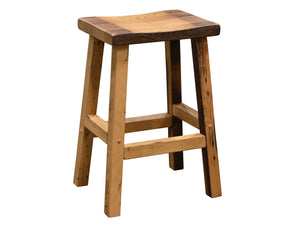 Barnwood Bar Stool With Scooped Out Seat